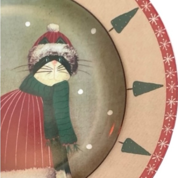 Oneida / Holiday Cats / Mix of 4 Stoneware Salad/ Dessert Plates in box - Picture 6 of 14